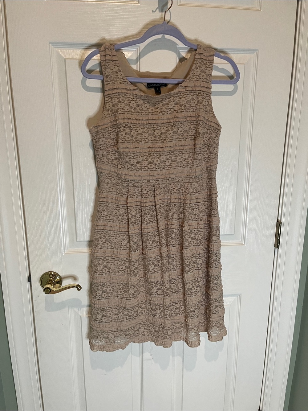 Cynthia Rowley Beige Lace A-Line Mini Dress